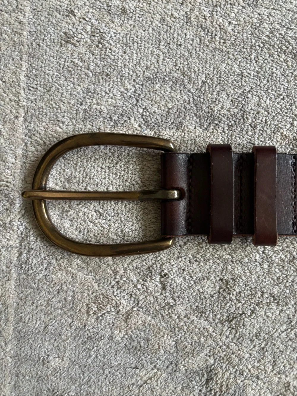 Linea Pelle Dark Brown Leather Belt with Brass Buckle (Wide Width)